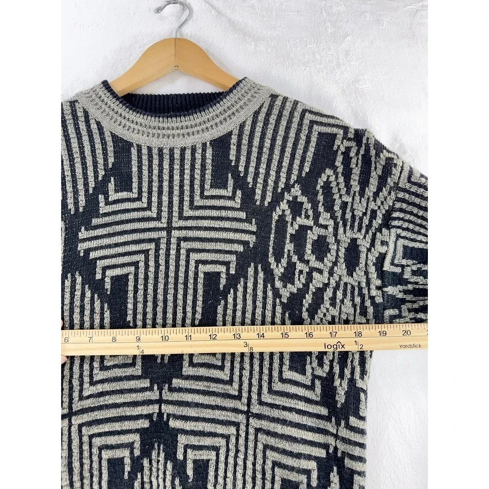 Cambridge‎ Classics Sweater Mens Small Gray Black Geometric Knit Pullover